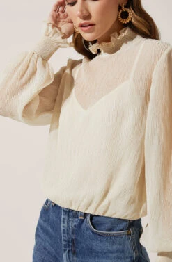 Mock Neck Long Sleeve Top -Chic Ladies Wear Shop AT16423 IVORY 3