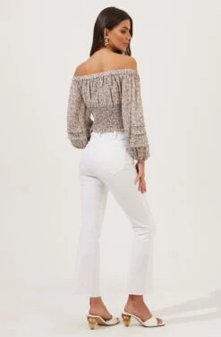 Off The Shoulder Cropped Volume Sleeve Top -Chic Ladies Wear Shop AT16510 LIGHTGREYDITSY 4