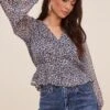 Button Front Puff Sleeve Floral Top -Chic Ladies Wear Shop AT16581 NAVYMULTIFLORAL 3