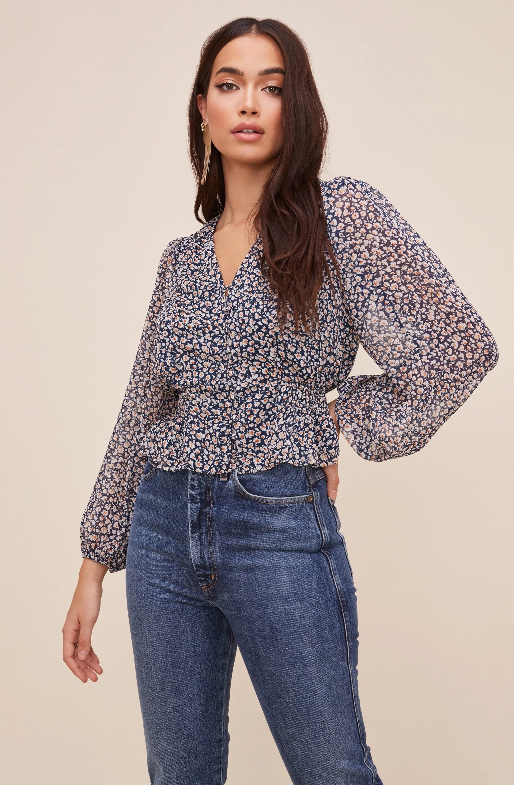 Button Front Puff Sleeve Floral Top 5 Button Front Puff Sleeve Floral Top - Image 3