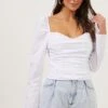 Ruched Long Sleeve Top -Chic Ladies Wear Shop AT16659 WHITE 2