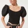 Puff Short Sleeve Top -Chic Ladies Wear Shop AT16690 BLACK 1037