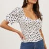 Short Sleeve Sweetheart Neck Top -Chic Ladies Wear Shop AT16707 CREAM BLUEDITSY 2