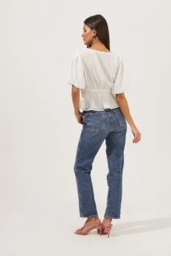 Bubble Sleeve Smocked Top -Chic Ladies Wear Shop AT16720 003 WHITE 5