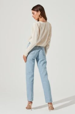 Pleated Shoulder Long Sleeve Top -Chic Ladies Wear Shop AT16811B CREAM 1932