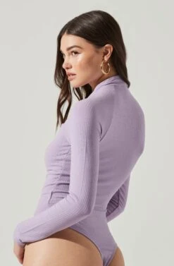 Long Sleeve Cutout Bodysuit -Chic Ladies Wear Shop AT16961 PURPLE 9