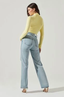 Long Sleeve Cutout Bodysuit -Chic Ladies Wear Shop AT16961 YELLOW 4