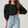 Bubble Half Sleeve Top -Chic Ladies Wear Shop AT16983 BLACK 7