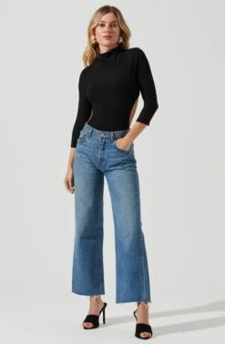 Somerset Mock Neck Cutout Bodysuit -Chic Ladies Wear Shop AT17047 BLACK 1 143807e3 1114 446b 86ea 087f3480459e