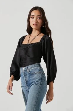 Long Sleeve Cinch Center Convertible Neckline Bodysuit 12 Long Sleeve Cinch Center Convertible Neckline Bodysuit -Chic Ladies Wear Shop AT17059 BLACK 1403 0616d5b6 595d 44ae 94c0 033c86bf251b