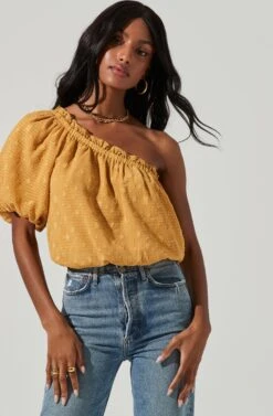 Jacquard One Sleeve Top -Chic Ladies Wear Shop AT17151 MUSTARD 0887