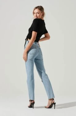 Cinched Side Crop Tee -Chic Ladies Wear Shop AT17186 BLACK 1506