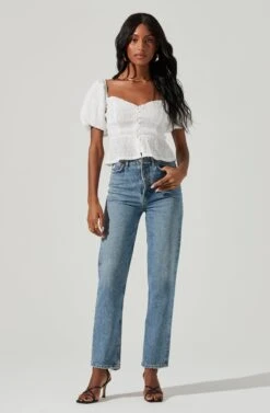 Bubble Short Sleeve Button Front Top -Chic Ladies Wear Shop AT17188 WHITE 0981