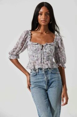 Half Sleeve Floral Back Cutout Top -Chic Ladies Wear Shop AT17198 BLUEPURPLEDITSY 0534 42b90c52 ff19 4a09 a7c2 a92172111018