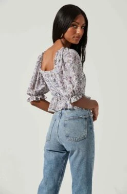 Half Sleeve Floral Back Cutout Top -Chic Ladies Wear Shop AT17198 BLUEPURPLEDITSY 0542 97bcc3e5 4bf9 4685 a73a 2548802caac8