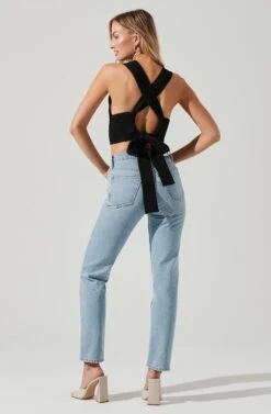 Tie Back Sweater Tank Top -Chic Ladies Wear Shop AT17237 BLACK