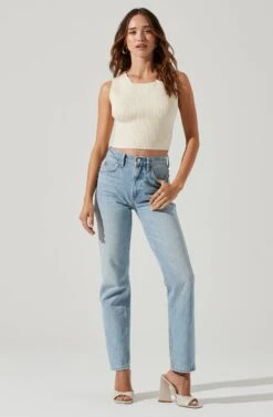 Tie Back Sweater Tank Top -Chic Ladies Wear Shop AT17237 CREAM 1