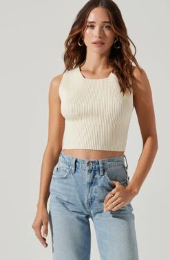 Tie Back Sweater Tank Top -Chic Ladies Wear Shop AT17237 CREAM 4