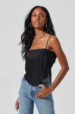 Tie Back Square Neck Cami -Chic Ladies Wear Shop AT17242 BLACK 4