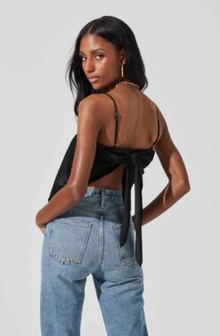 Tie Back Square Neck Cami -Chic Ladies Wear Shop AT17242 BLACK 5