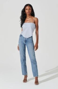 Tie Back Square Neck Cami -Chic Ladies Wear Shop AT17242 BLUESILVER 1