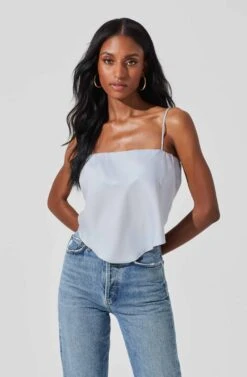 Tie Back Square Neck Cami -Chic Ladies Wear Shop AT17242 BLUESILVER 3