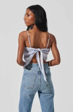 Tie Back Square Neck Cami -Chic Ladies Wear Shop AT17242 BLUESILVER 5