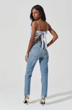 Tie Back Square Neck Cami -Chic Ladies Wear Shop AT17242 BLUESILVER 6