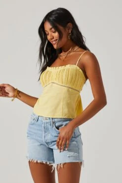 Pleated Linen Cami -Chic Ladies Wear Shop AT17248B YELLOW 2