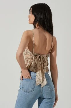 Pleated Floral Linen Cami -Chic Ladies Wear Shop AT17248 TAUPEPINKFLORAL 5