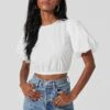 Lace Up Poplin Top -Chic Ladies Wear Shop AT17263 WHITE 2