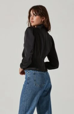 Twist Mock Neck Top -Chic Ladies Wear Shop AT17289 BLACK 3