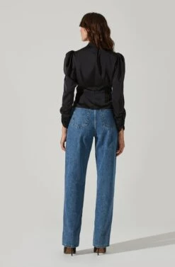 Twist Mock Neck Top -Chic Ladies Wear Shop AT17289 BLACK 4