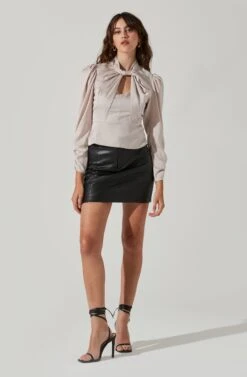 Twist Mock Neck Top -Chic Ladies Wear Shop AT17289 CHAMPAGNE 1