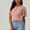 Floral Key Hole Flutter Sleeve Top 2 Floral Key Hole Flutter Sleeve Top -Chic Ladies Wear Shop AT17291 REDDITSY 3