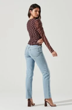 Demi Geometric Cutout Long Sleeve Top -Chic Ladies Wear Shop AT17312 WINE PINKGEO 0925 7