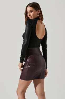 Long Sleeve Cross Neck Bodysuit -Chic Ladies Wear Shop AT17405 BLACKSHINE 5