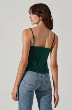 Satin Cowl Neck Cami -Chic Ladies Wear Shop AT17502 GREEN 3