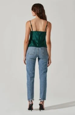 Satin Cowl Neck Cami -Chic Ladies Wear Shop AT17502 GREEN 4