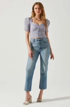 Floral Smocked Sweetheart Neck Puff Sleeve Top -Chic Ladies Wear Shop AT17552 PURPLEBLUEDITSY 2