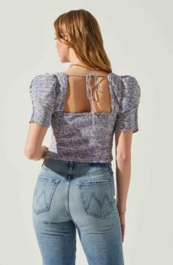 Floral Smocked Sweetheart Neck Puff Sleeve Top -Chic Ladies Wear Shop AT17552 PURPLEBLUEDITSY 6