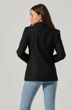 Fitted Buttoned Blazer -Chic Ladies Wear Shop AT17557 BLACK 5