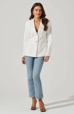 Fitted Buttoned Blazer -Chic Ladies Wear Shop AT17557 IVORY 1