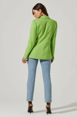 Fitted Buttoned Blazer -Chic Ladies Wear Shop AT17557 LIME 6