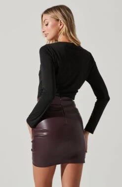 Nyra Sweetheart Long Sleeve Bodysuit -Chic Ladies Wear Shop AT17569 BLACK 5