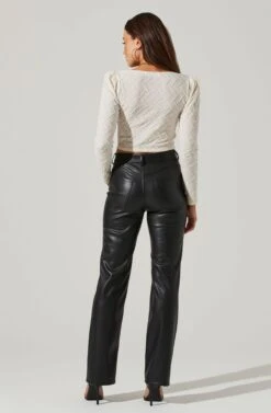 Long Sleeve Ruched Center Top -Chic Ladies Wear Shop AT17573 CREAM 5