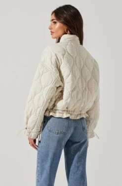 Dalia Quilted Cinched Jacket -Chic Ladies Wear Shop AT17586 EGGSHELL 5