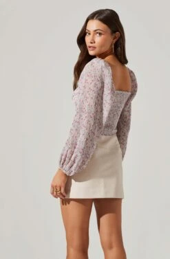 Long Sleeve Plisse Cross Bust Top -Chic Ladies Wear Shop AT17587 PURPLEDITSY 3