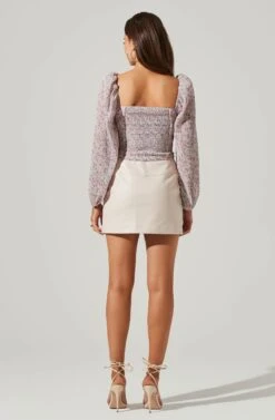 Long Sleeve Plisse Cross Bust Top -Chic Ladies Wear Shop AT17587 PURPLEDITSY 4