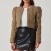 Lucia Quilted Cropped Puff Sleeve Jacket -Chic Ladies Wear Shop AT17627 LIGHTOLIVE 2